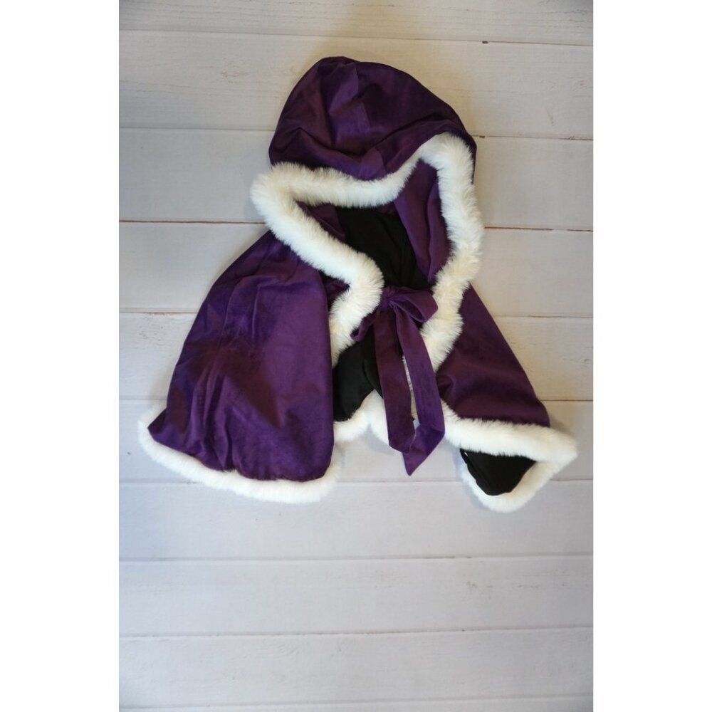 Bridal Wedding Purple Cape Faux Fur Shawl Wrap Velvet Cloak - Size 2XL, NWOT - Picture 5 of 6